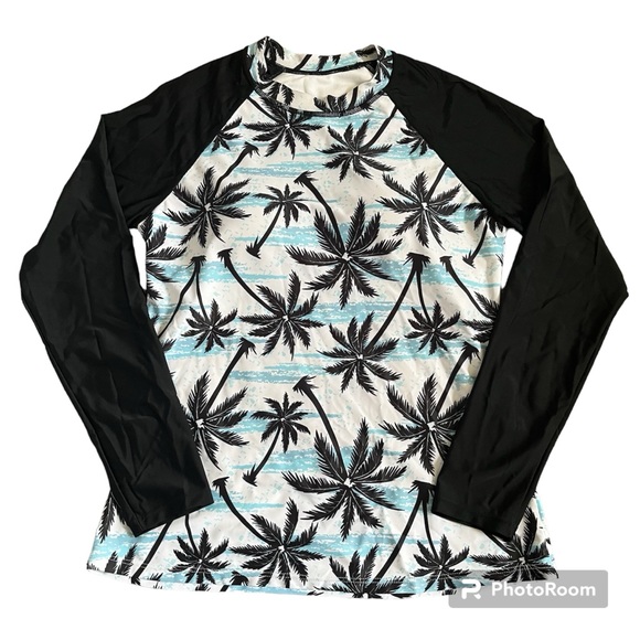 Tropical theme swim top long sleeve women’s small/medium - Picture 1 of 10